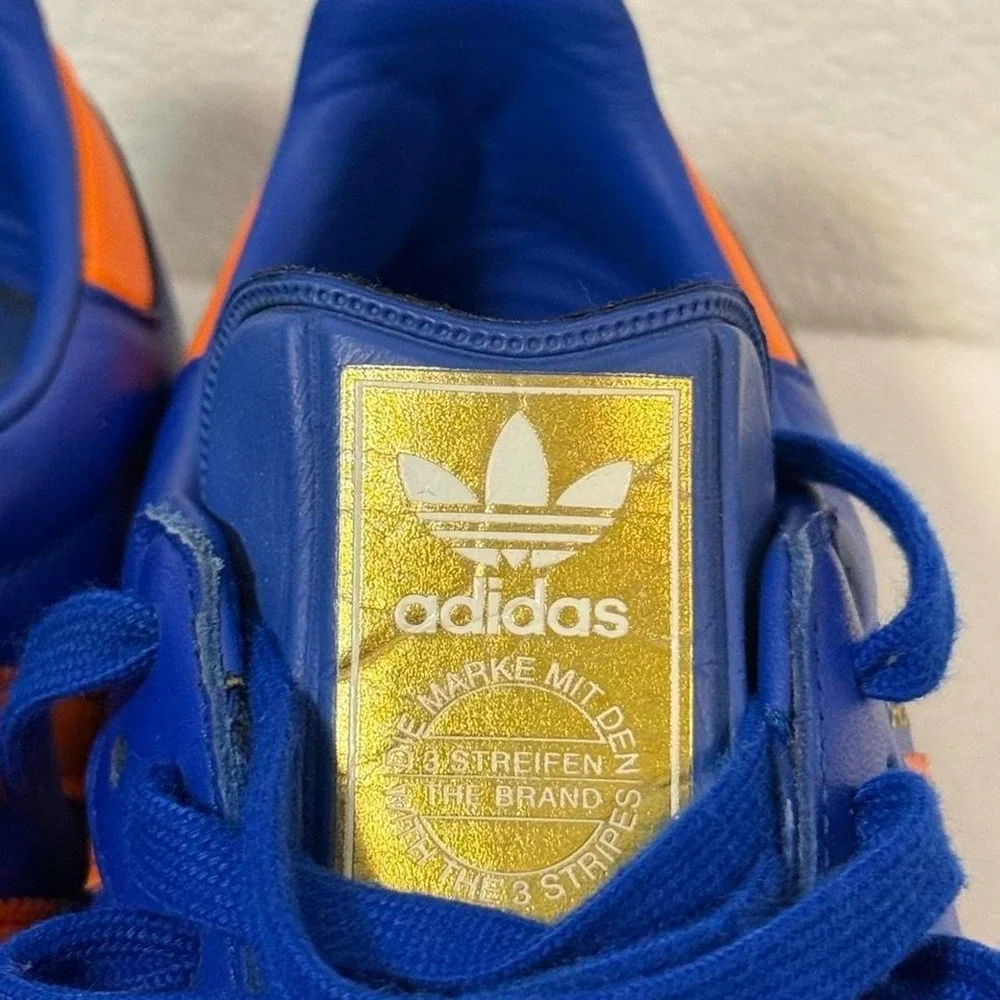 Adidas Samba Blue Orange Gum Sole Sneakers CQ2150 Mens Size 9.5 Low Top Shoes